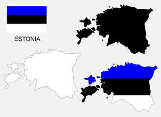 Estonia map and flag vector, Estonia map, Estonia flag