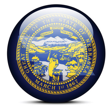 Map on flag button of USA Nebraska State