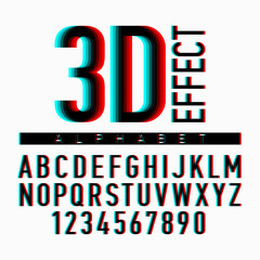3D effect alphabet and numbers