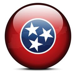 Map with Dot Pattern on flag button of USA Tennessee State