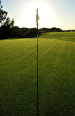 Obraz premium Golf course at sunset, Costa del Sol, Andalusia, Spain