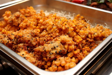 food in dish  pepper sauce ontop