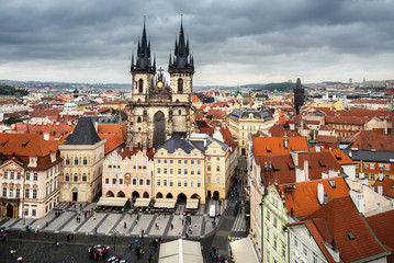 Obraz premium Prague, Market Square on a rainy day