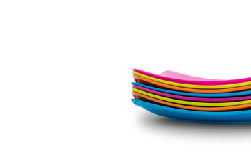 Stack of colorful plates. Menu concept