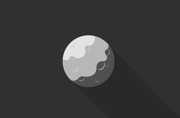 Obraz premium Moon with shadow isolated on gray background. Flat design.