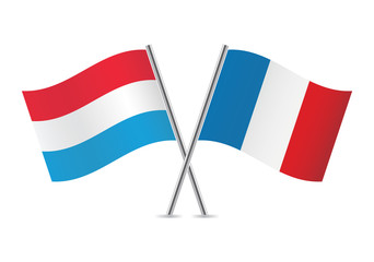 French and Luxembourg flags. Vector illustration.