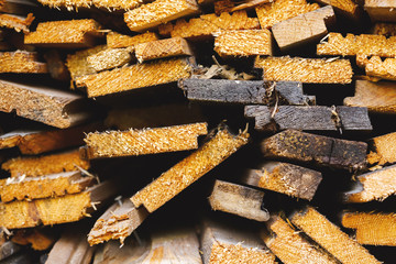 Stack of wooden bars