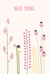 Obraz premium Vector illustration with template text hello spring