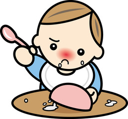 器をひっくり返す赤ちゃん