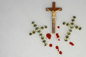 crucifix and blood