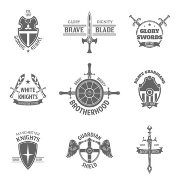 Heraldic coat of arms labels set