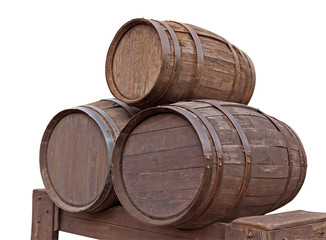 Wooden barrels isolated
