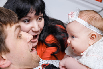 Young beautiful family