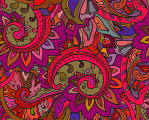 Seamless vector pattern with traditional oriental floral ornamen