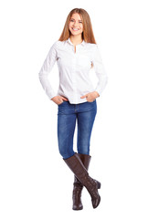 Young businesswoman in white shirt