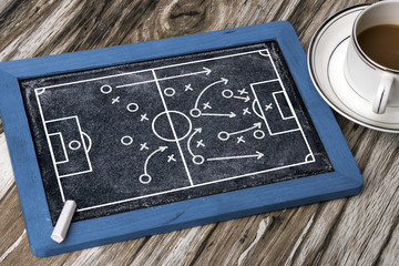 soccer tactics on blackboard