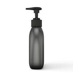 Black bottle for soap front view