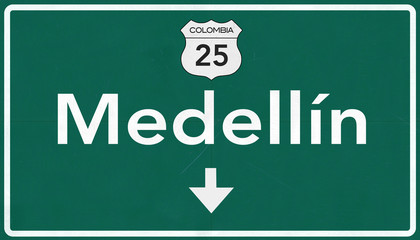 Medellin Colombia Highway Road Sign
