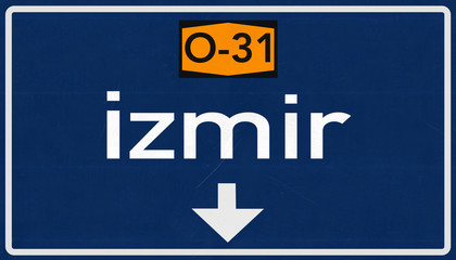 Naklejka premium Izmir Turkey Highway Road Sign