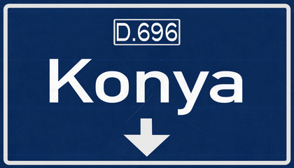 Fototapeta premium Konya Turkey Highway Road Sign