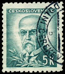 Stamp printed in Czechoslovakia, shows  President Masaryk