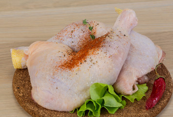Raw chicken leg