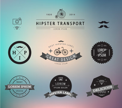 set of vector hipster modern labels, icons