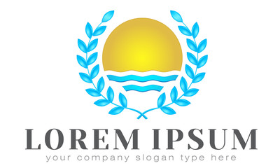 Logo template, vector, heraldic, sea, sun
