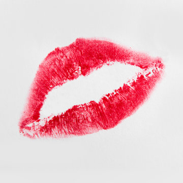 red lips imprint on paper