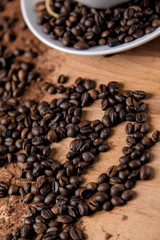 Organic concept with coffee on wooden table