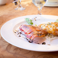 Fried lobster in a restaurant