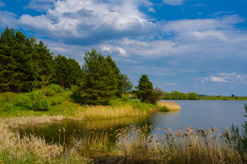 Fototapeta na wymiar the landscape with lake