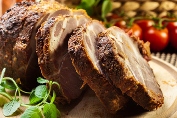 Roasted pork neck with spices
