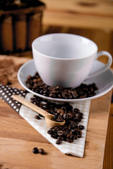 Traditional coffee on wooden table