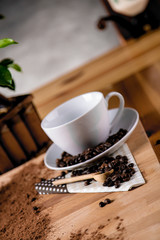Traditional coffee on wooden table