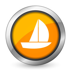 yacht orange icon sail sign