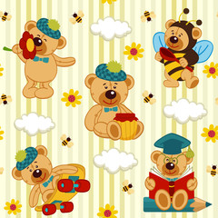 seamless pattern with teddy bear - vector illustration, eps