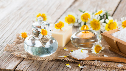 Obraz na płótnie Canvas Spa with products of chamomile
