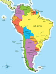South America map countries and cities
