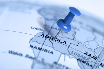 Location Angola. Blue pin on the map.