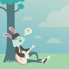 Bunny Singing under the Tree