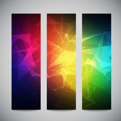 Geometric, lowpoly, abstract modern vector banners set with