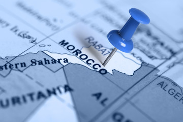 Location Morocco. Blue pin on the map.