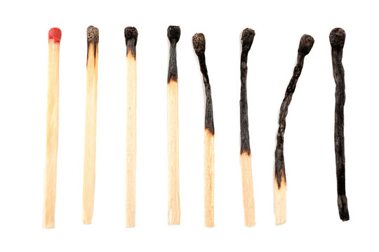 Burnt matches isolated on white