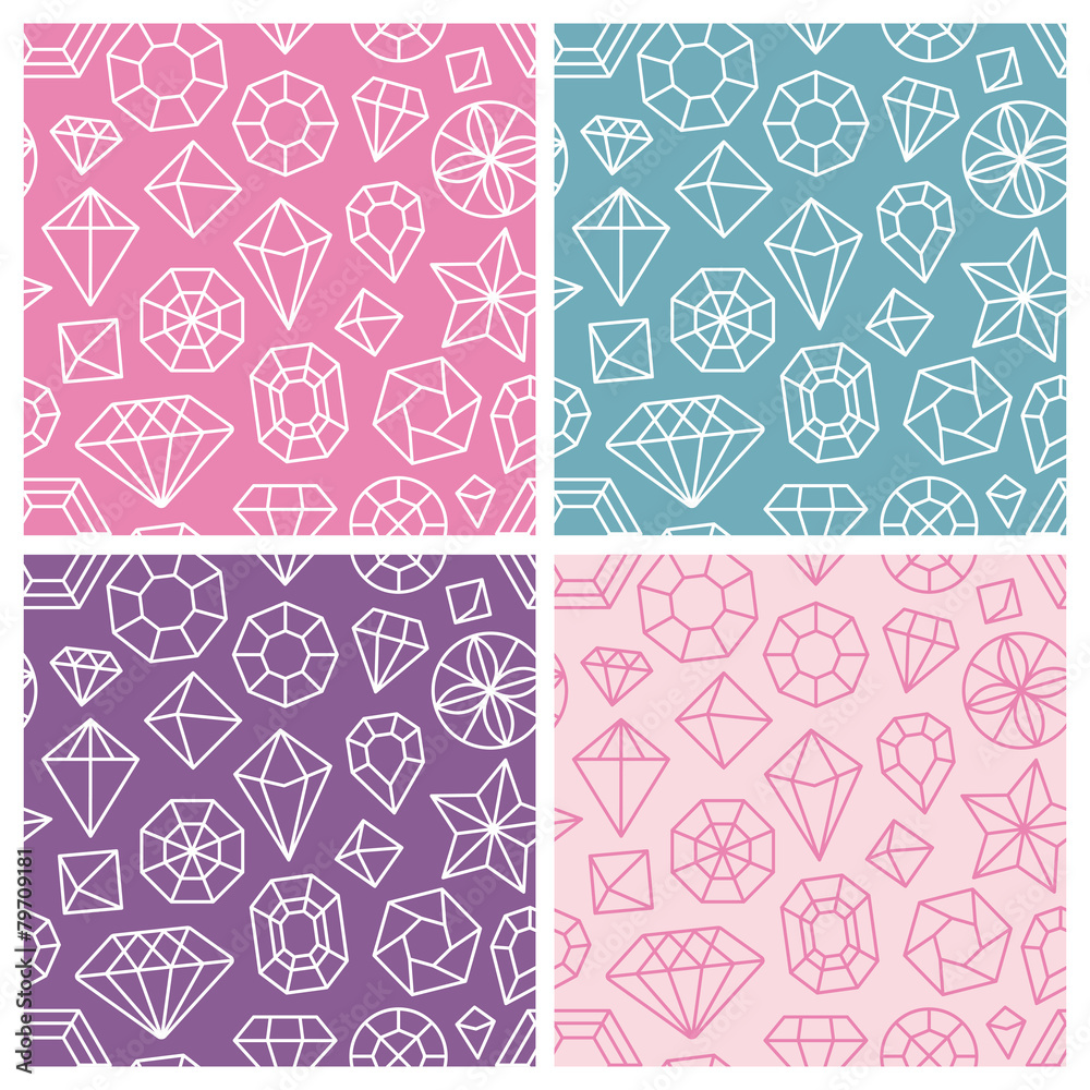Aufkleber Vector seamless patterns with linear diamond icons