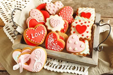 Gordijnen Heart shaped cookies for valentines day © Africa Studio