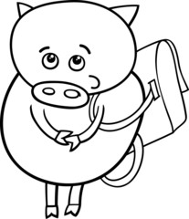 piglet with satchel coloring page