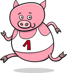 running piglet cartoon illustration