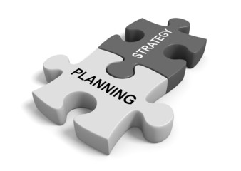 Combining planning with strategy for a successful business goal - obrazy, fototapety, plakaty