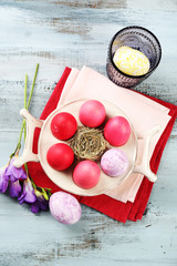 Easter composition with colorful eggs